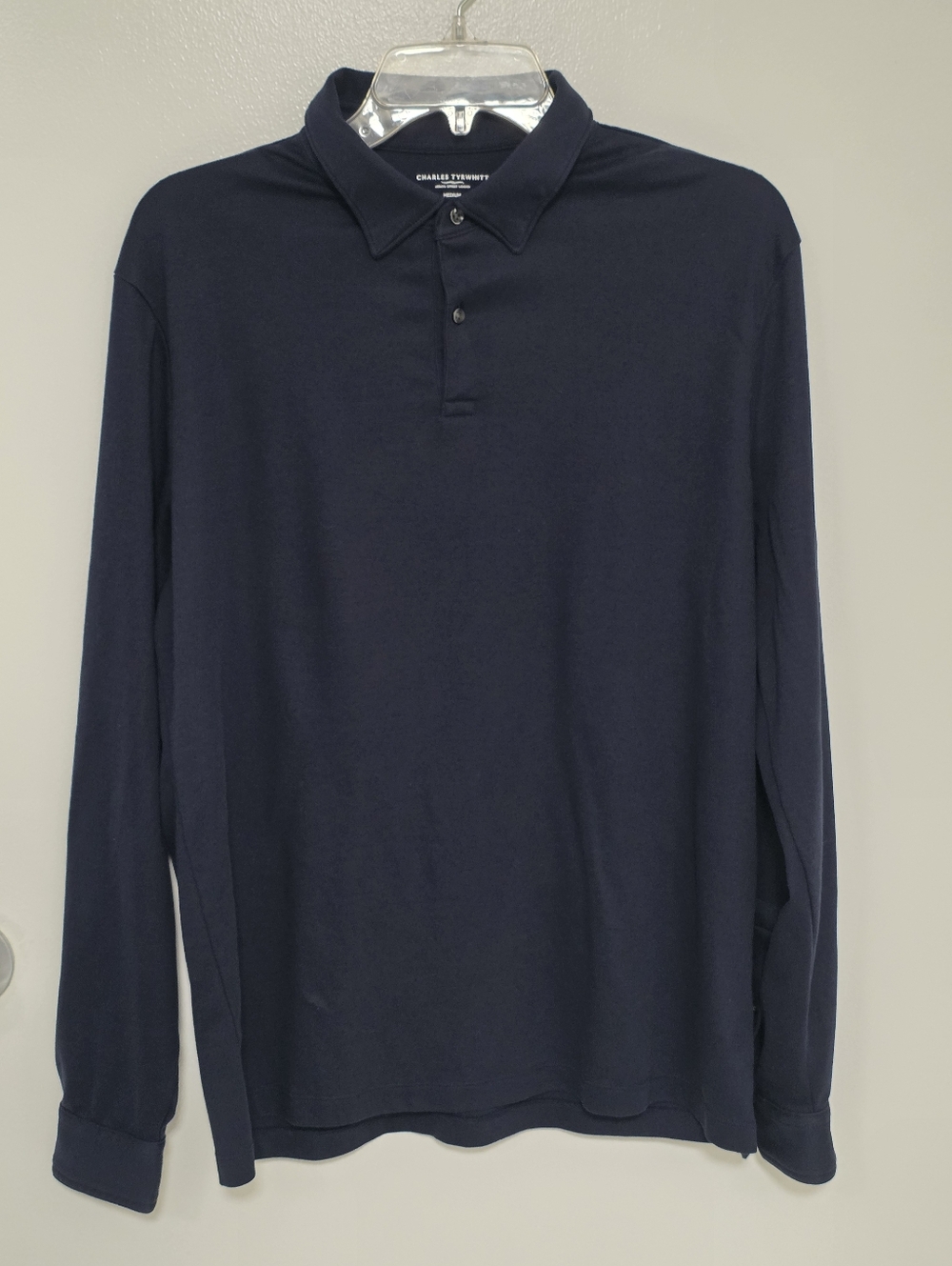 Charles Tyrwhitt Navy Long Sleeve Polo Knit Shirt